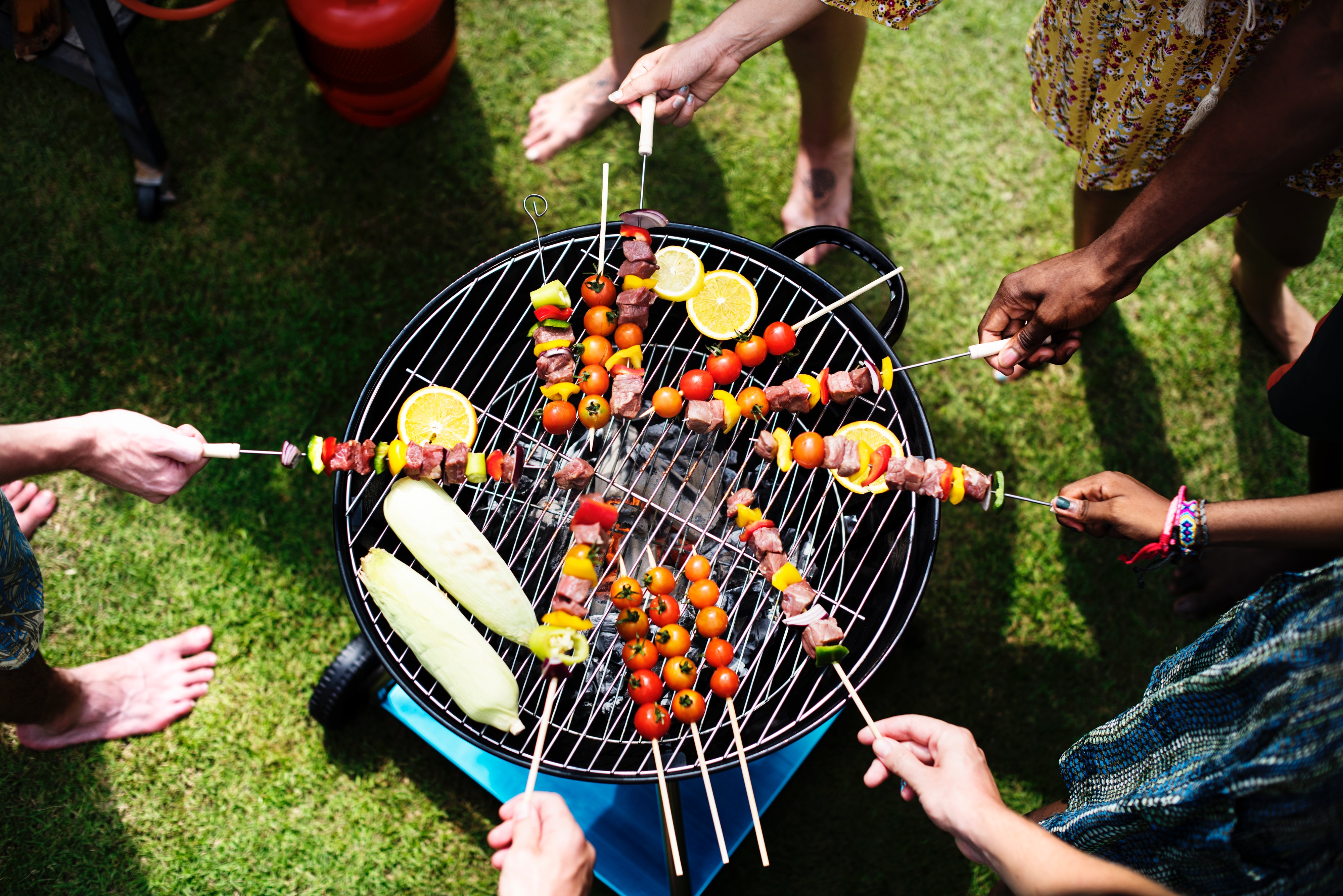 Tofu skewers on a summer grill. Source: Pexels.
