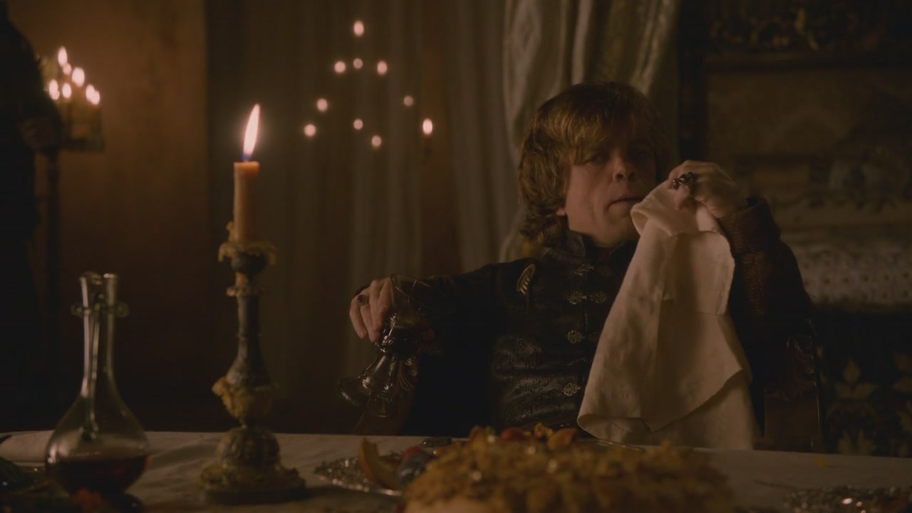 Tyrion eating Lamprey Pie
