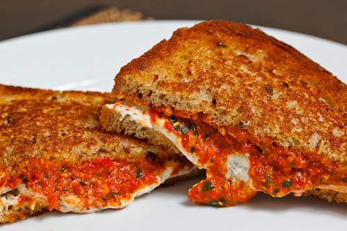 Grilled Goat Cheese and Roasted Red Pepper Pesto Sandwich https://www.closetcooking.com/grilled-goat-cheese-and-roasted-red/
