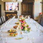 empty clear wine glass lot on table 1123248